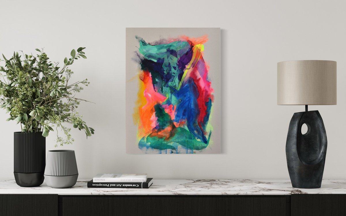 Organic Abstract Acrylic Painting By Sebastian Merk, 24 X 31", Ghosts, Original Artwork