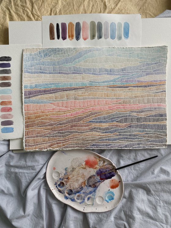 Abstract watercolor landscape in original style