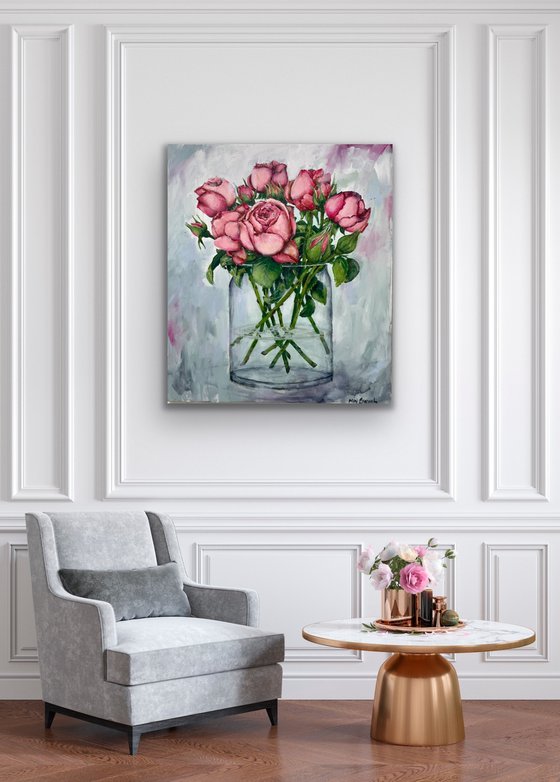 Pink roses in a vase