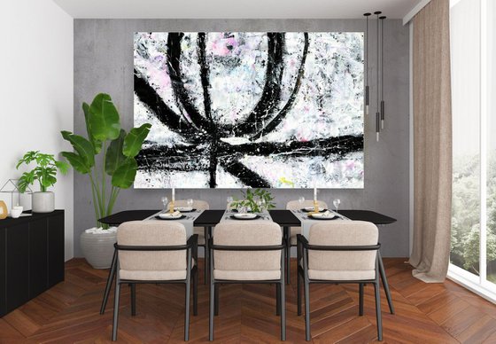 Balancing Life - XX LARGE- 52x37in - Minimalistic Abstract Mixed Media Painting by Kathy Morton Stanion, Modern Home decor, restaurant art