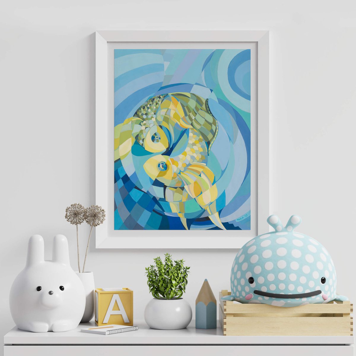 Geometric Painting , Reflections By Paola Minekov, 11 X 15, Artwork For Sale On Artfinder