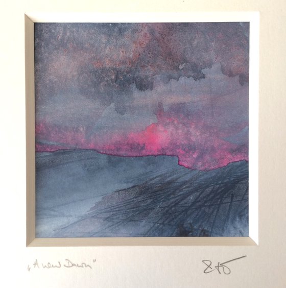 A New Dawn  I  Landscape Miniature Watercolor