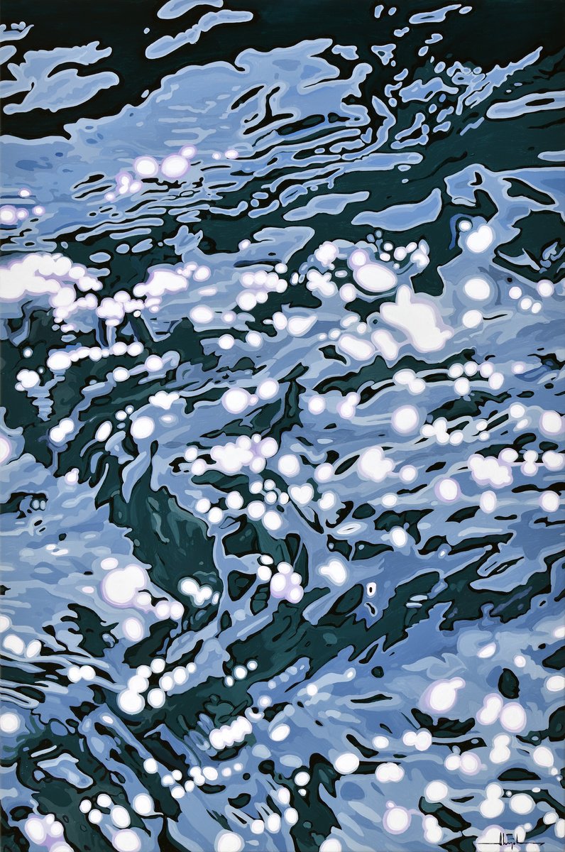 Organic Landscape Acrylic Painting By Alex Nizovsky, 24 X 36, Reflection Xi, Original Artwork