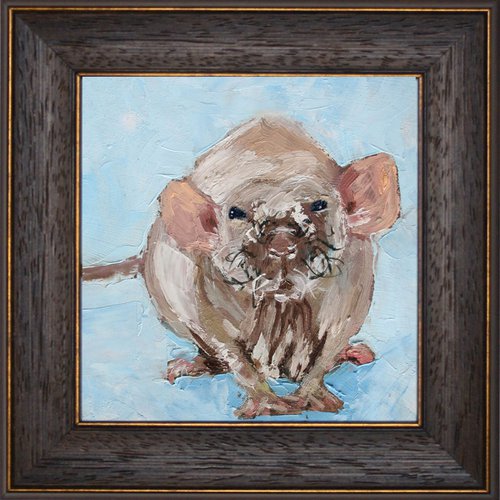 Rat framed / FROM THE ANIMAL PORTRAITS SERIES / ORIGINAL OIL PAINTING by Salana Art Gallery