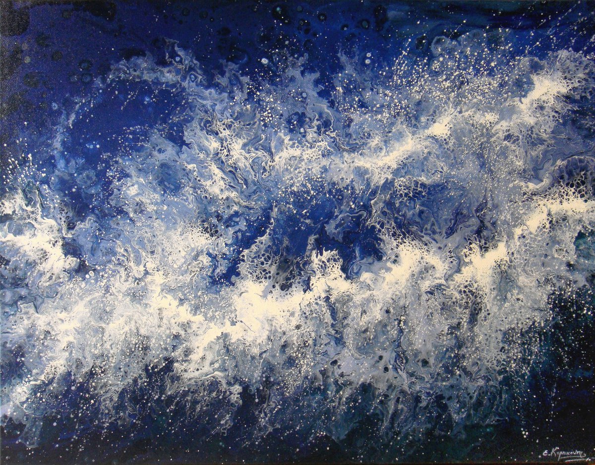Seascape Painting Sea Lace 70 x 90 cm by Irini Karpikioti