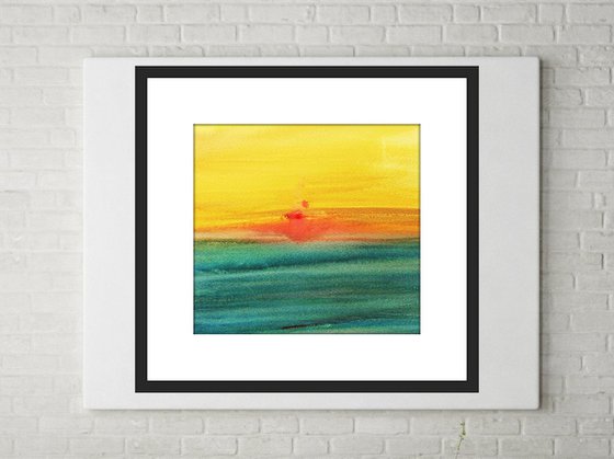 SUNRISE SEA ANGLESEY. Original Watercolour Impressionistic Seascape Painting.