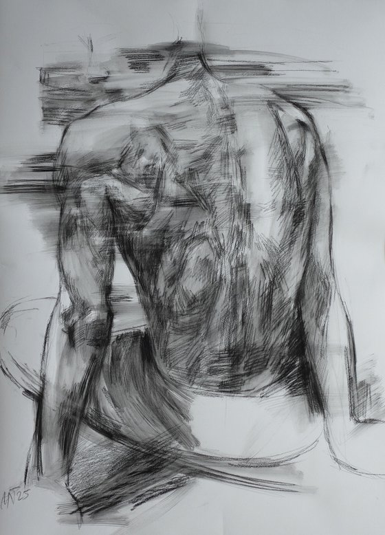 Sketch of a man from behind