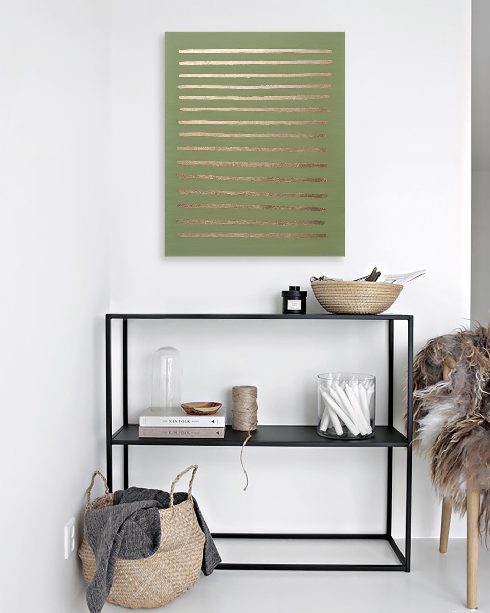 Organic Abstract Oil Painting By Nataliia Sydorova, 31 X 39", Golden Leaf, Original Artwork