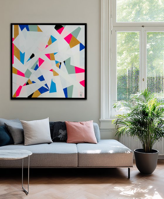 Fractured White and Neon pink