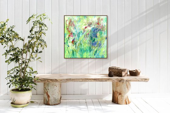 Lost In A Meadow - Abstract Floral art painting by Kathy Morton Stanion