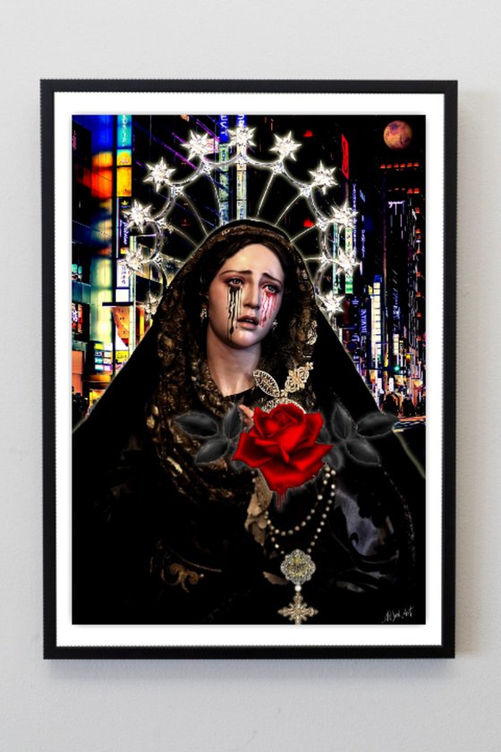 Gothic Madonna with Red Rose