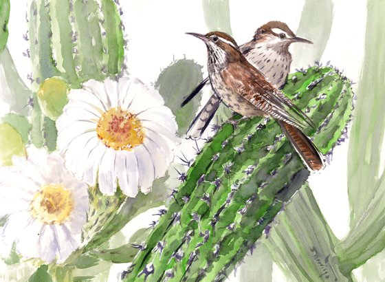 Cactus Wren and Saguaro