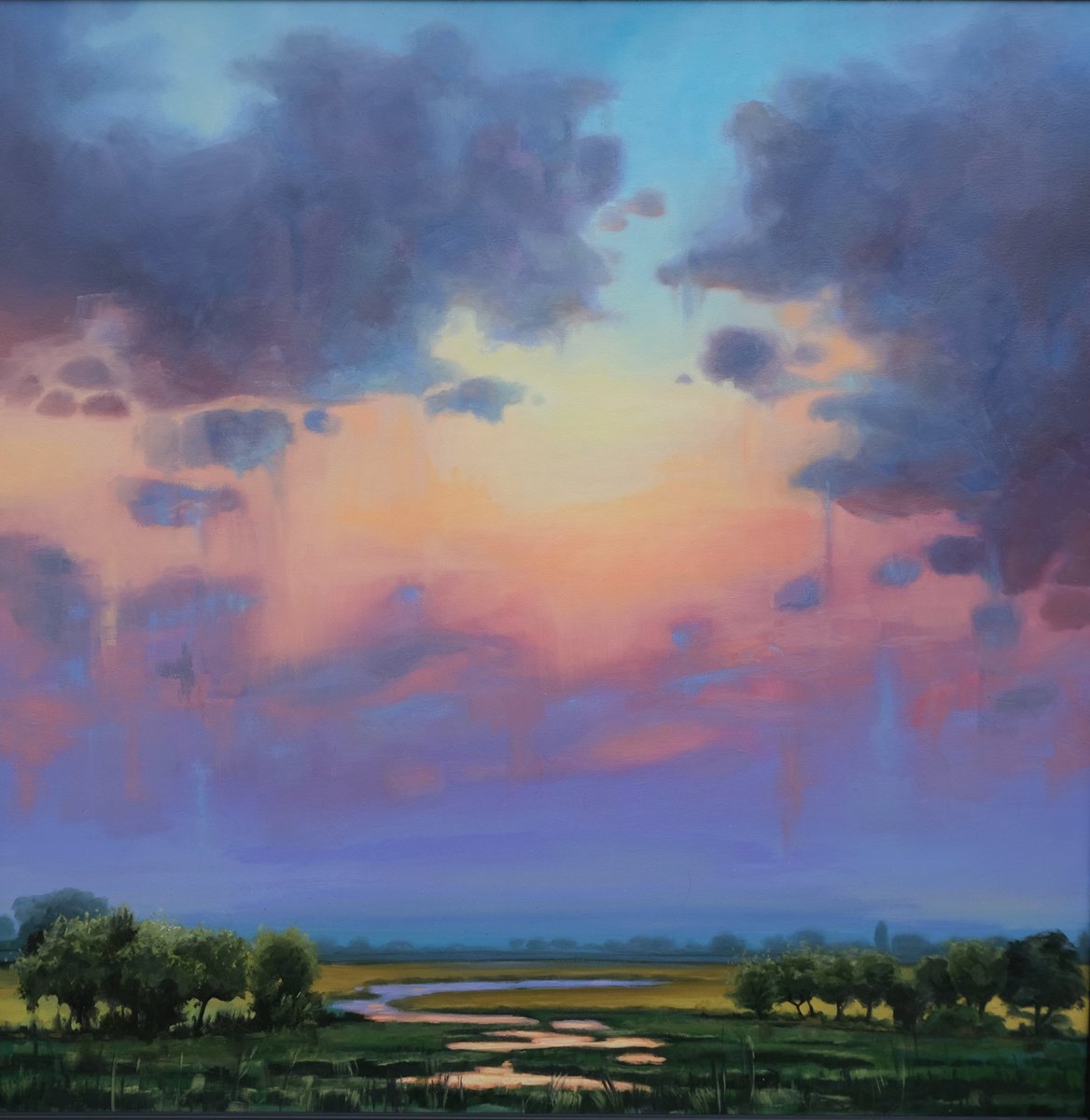 Organic Landscape Oil Painting By Kerry Lisa Davies, 39 X 39", The Power And The Glory, Original Artwork