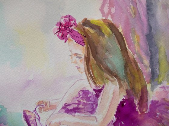 Little Ballerina 1-Original watercolor painting