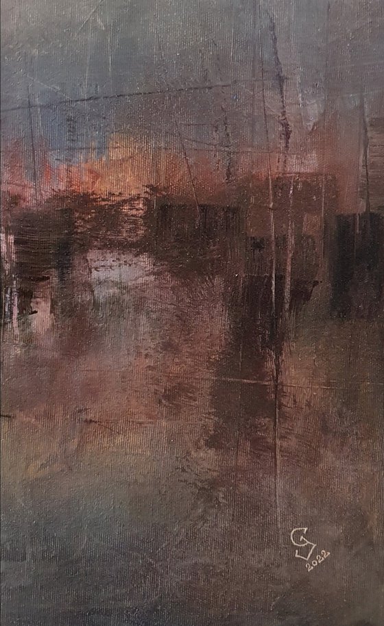 " Harbor of destroyed dreams - Shades Of Deep Madder " SPECIAL PRICE !!! W 90 x H 70 cm