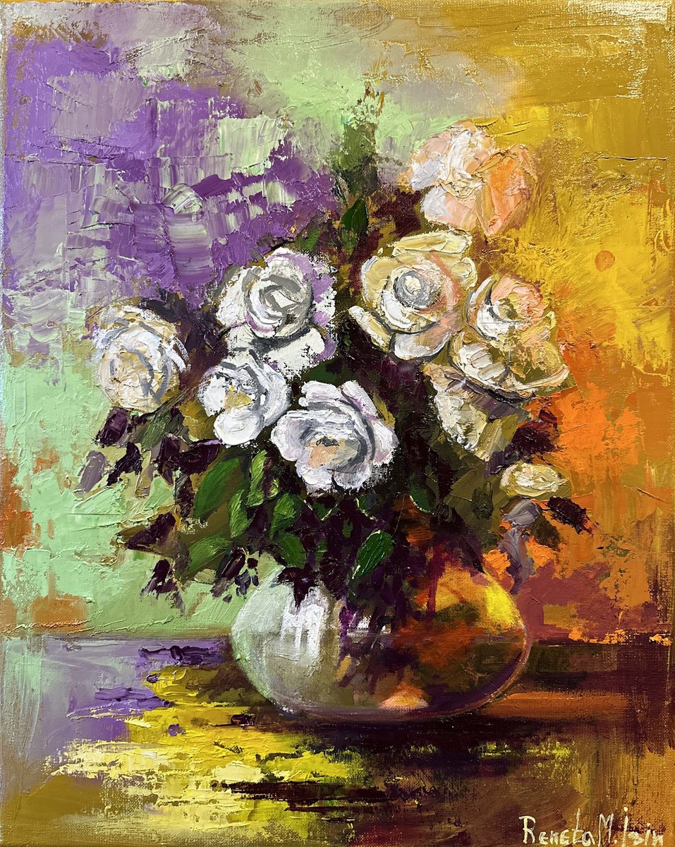 Still Life with White Roses by Reneta Isin