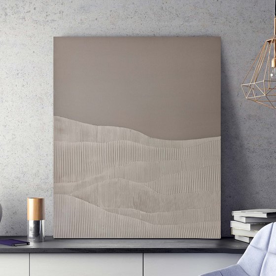 "Rye 2" High textured abstract beige art