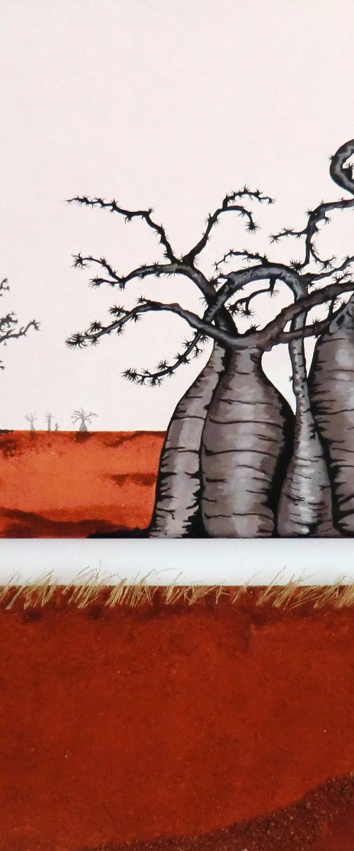 Baobabs in red earth 1-2 by Mileg