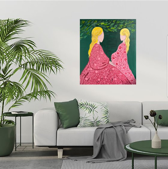 Mother Daughter Original Painting