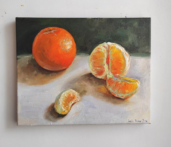 Orange fruit oil painting fruit still life original canvas art