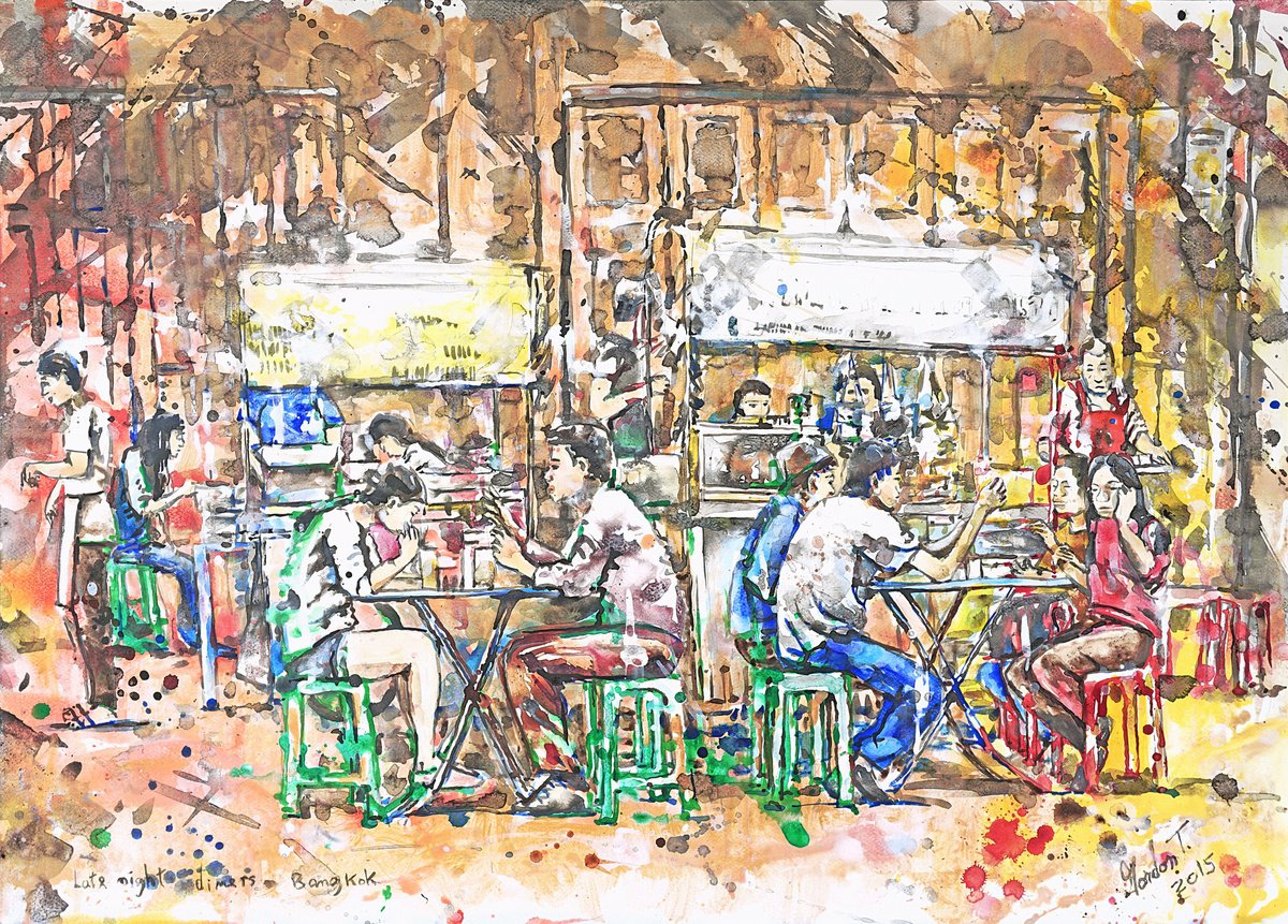Late night diners, Bangkok by Gordon Tardio