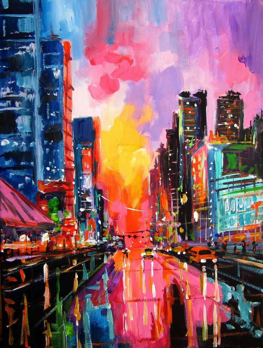 City Lights By Kovacs Anna Brigitta, 12 X 16, Artwork For Sale On Artfinder