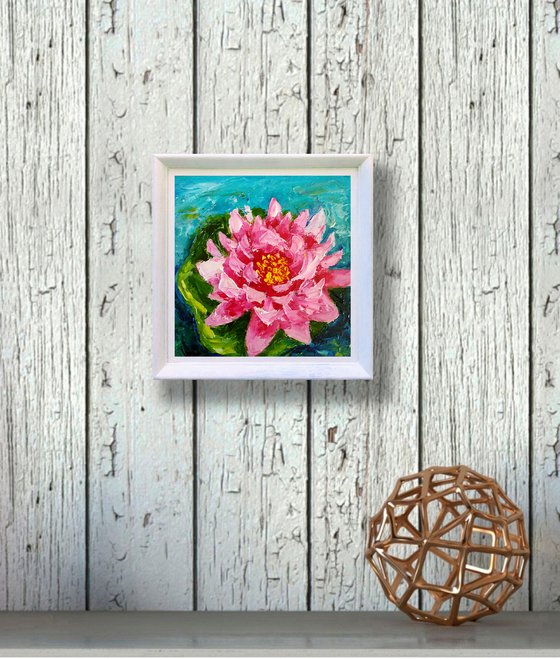 Water Lily Painting Lotus Artwork Pond Monet Flower Wall Art Small Floral Oil Painting