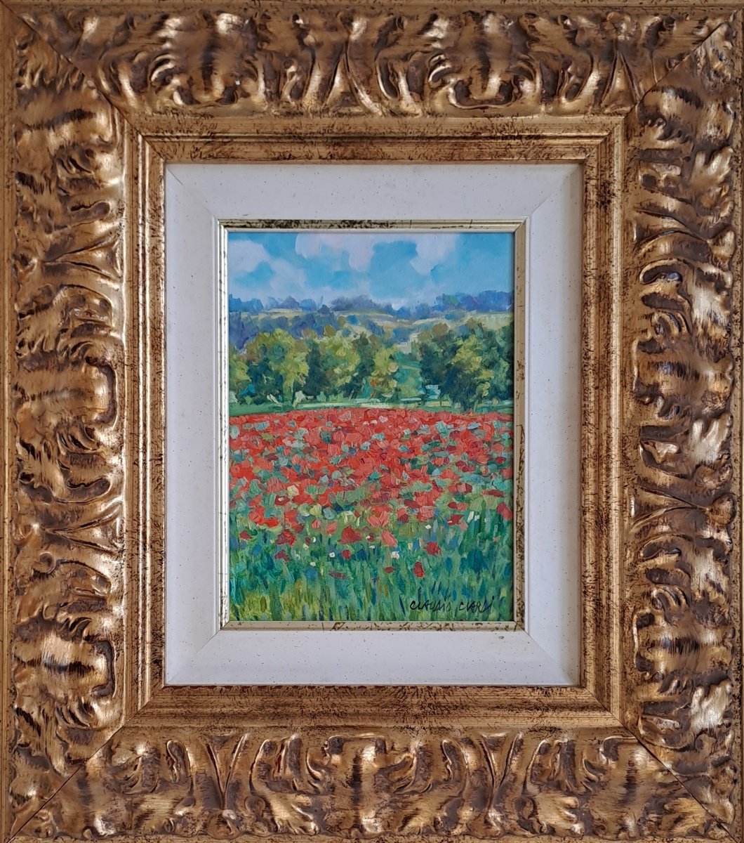 Impressionistic Botanical Oil Painting By Claudio Ciardi, 11 X 13, Fields Of Poppies, Original Artwork