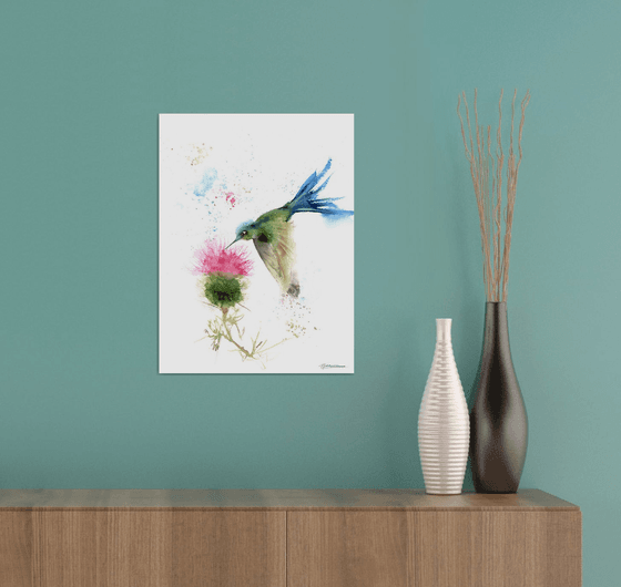 Hummingbird with clover