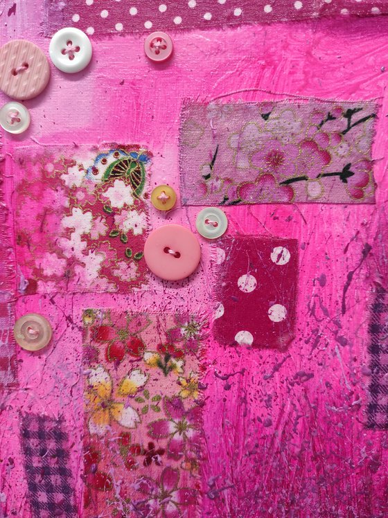 magenta pink patchwork field