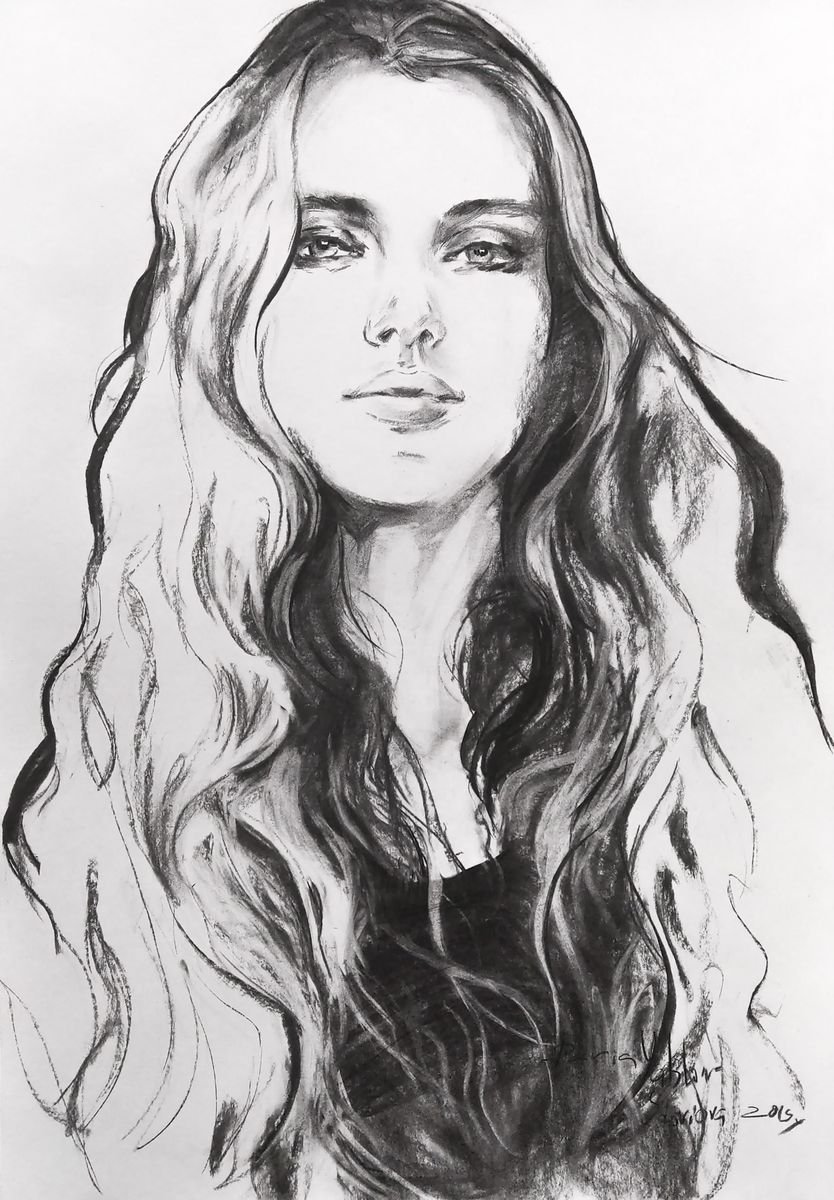 Big size drawing - Hello, my beautiful girl #3 by Daria Yablon-Soloviova