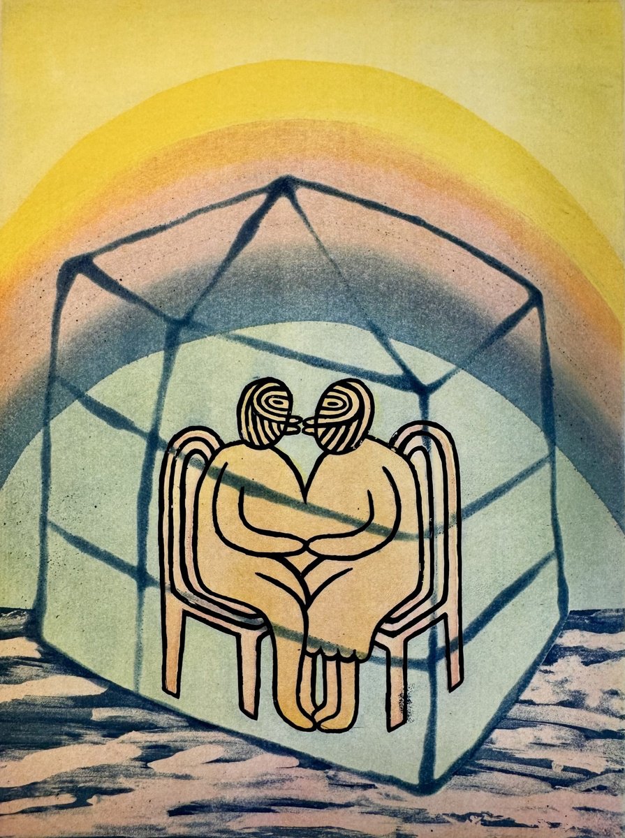 Graphic Portrait Etchings & Engravings By Katya Timoshenko, 10 X 12", Smooch, Original Artwork