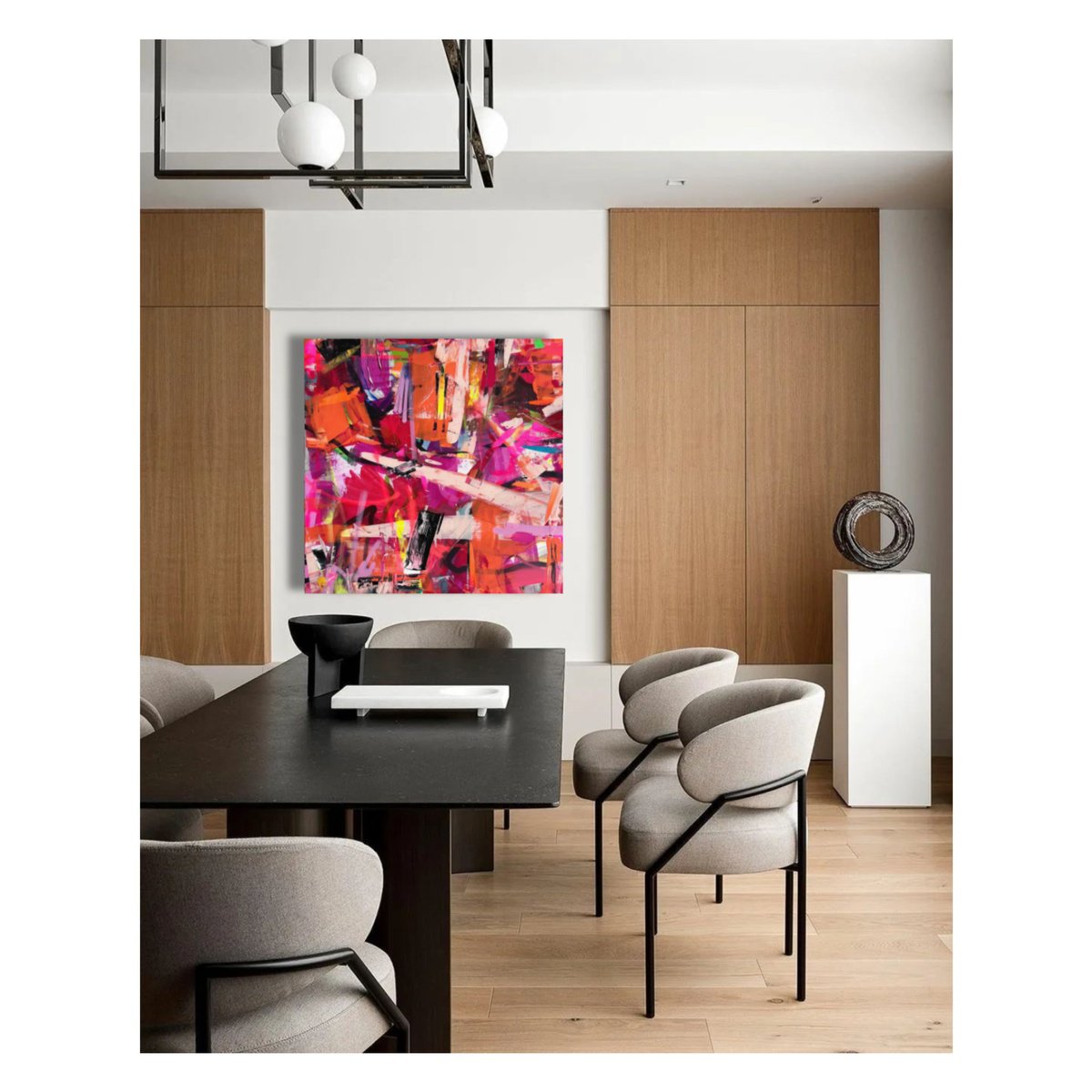 Abstract Acrylic Painting By Maria Esmar, 39 X 39", Take A Chance, Original Artwork