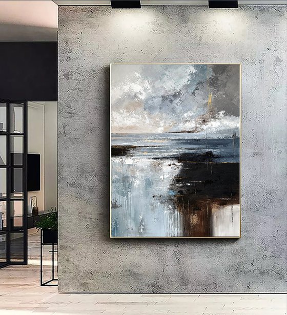 Where Silver Skies Meet Firelight-seascape