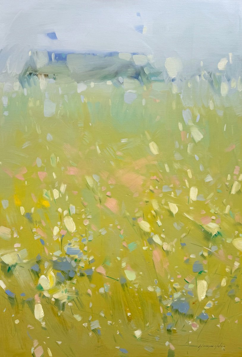 Impressionistic Landscape Oil Painting By Vahe Yeremyan, 30 X 45", Splash Of Morning, Original Artwork