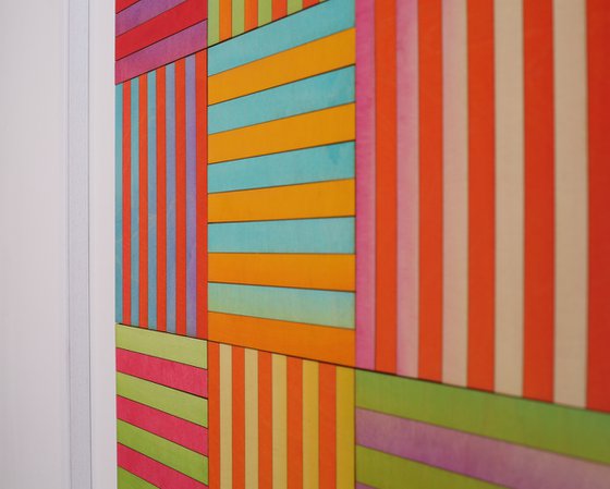 large scale Nine Panel colour study geometric original artwork