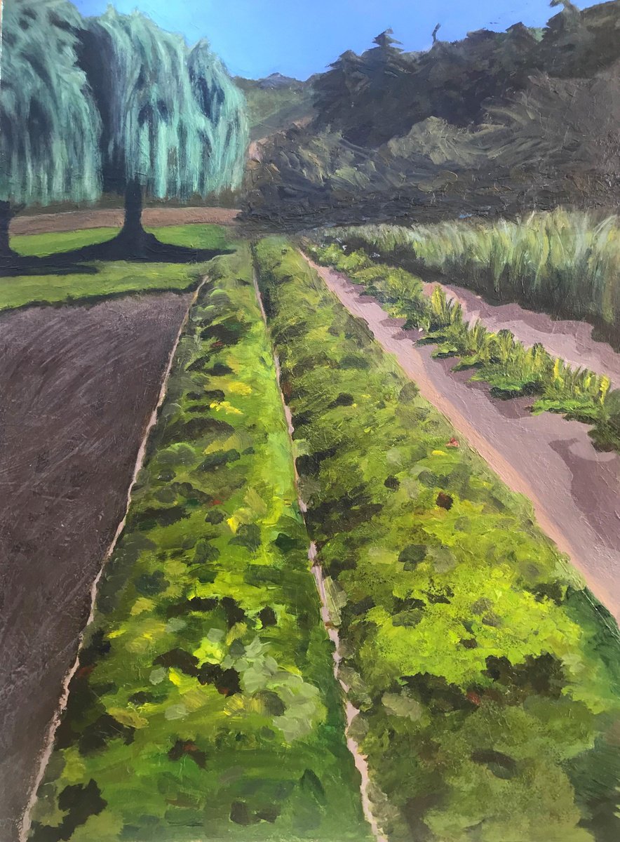 Impressionistic Landscape Acrylic Painting By Maryanne Mckernie, 12 X 16", Before The Harvest, Original Artwork