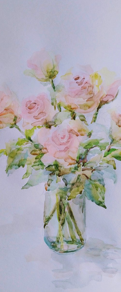 Roses. Original watercolour painting. by Elena Klyan
