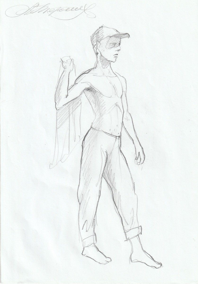 Portrait Pencil Drawing By Anastasia Terskih, 8 X 12, Boy, Original Artwork