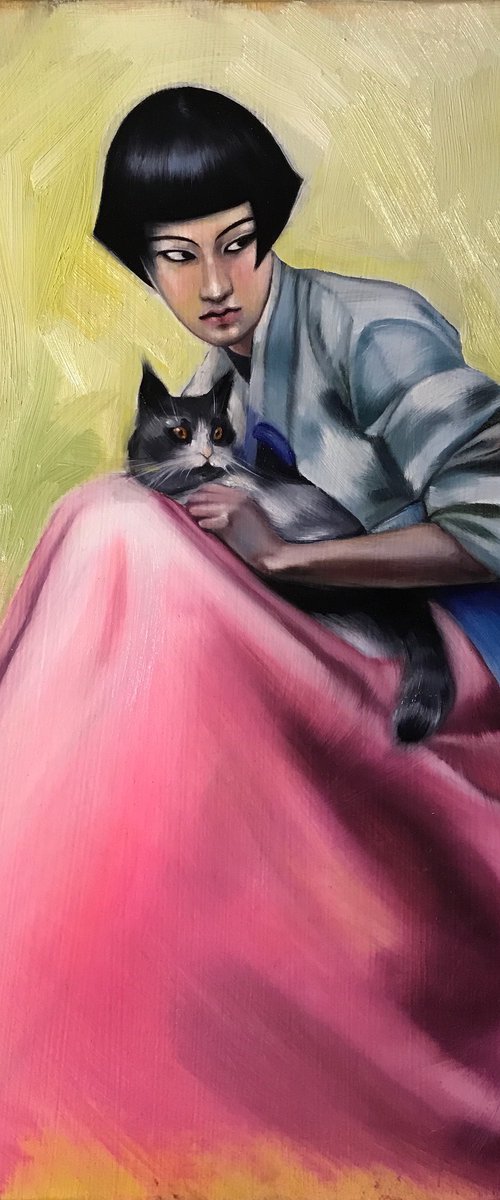 Girl with a cat by Anastasia Terskih