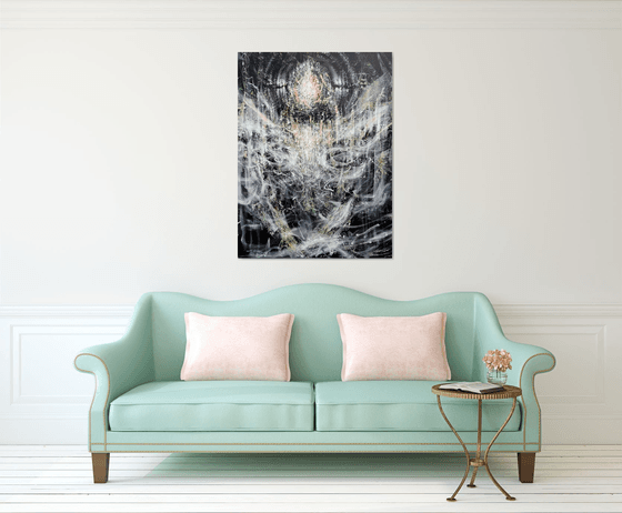 Large XXL enigmatic metaphysical light abstract angel composition by master KLOSKA