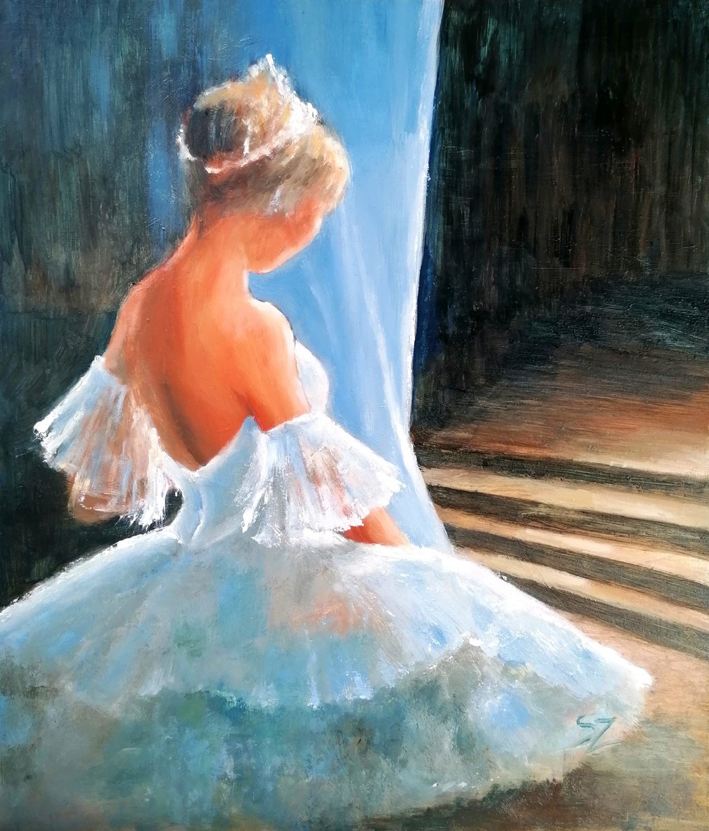 Impressionistic Portrait Oil Painting By Susana Z. Harris, 14 X 16", Ballet Dancer 244, Original Artwork