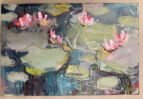 Water lilies. Small pond 2. by Lilia Orlova-Holmes