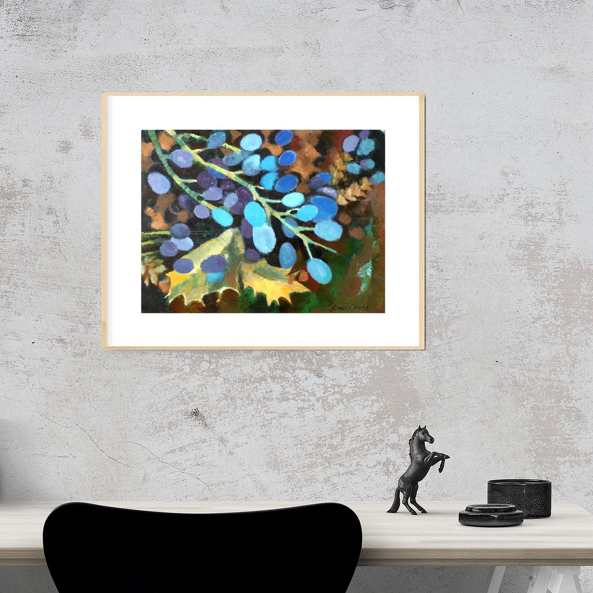 Expressive Botanical Acrylic Painting By Olga David, 16 X 12", Mahonie, Original Artwork