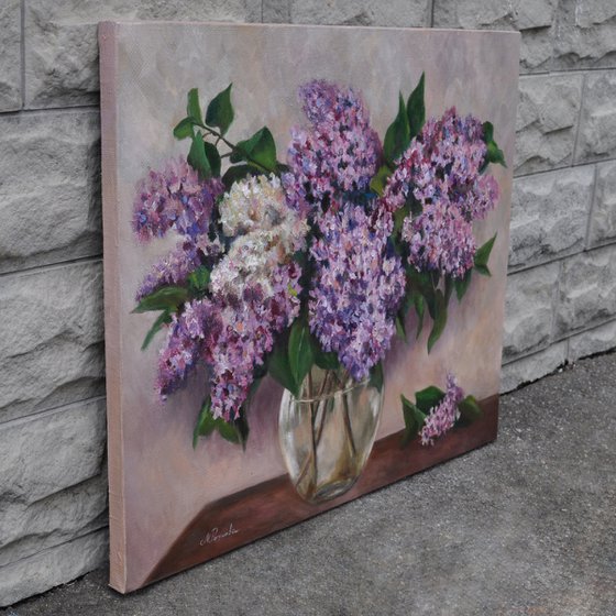 Lilac bouquet original oil painting