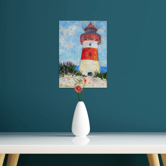 "The Red Lighthouse" - Original Oil Painting 25x35cm