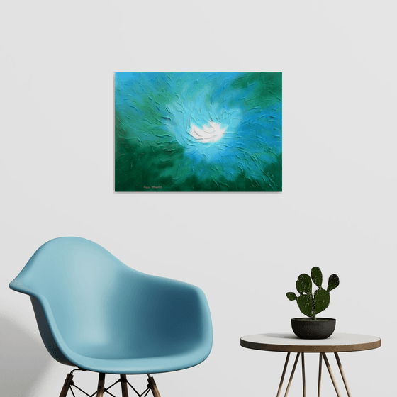 The Beginning - colorful abstract aerial painting; home, office decor; gift idea