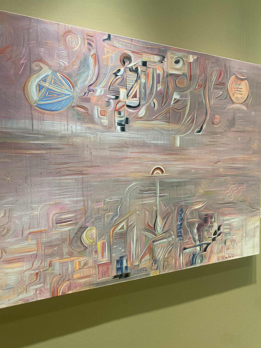 Abstract Acrylic Painting By Samah Kthar, 42 X 36", Parallel Dimensions, Original Artwork