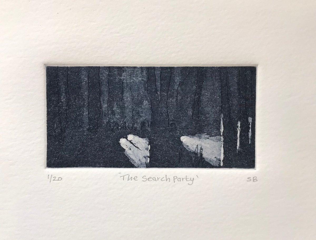 Landscape Etchings & Engravings By Stephen Brook, 9 X 6", The Search Party., Original Artwork