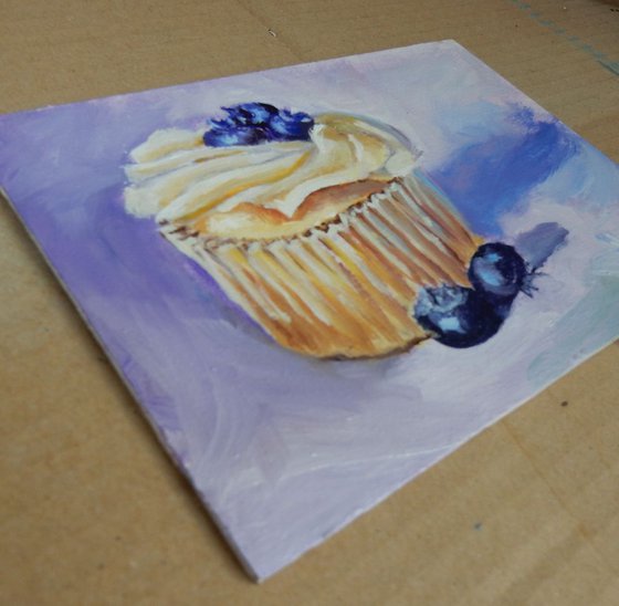 Muffin with blueberries. still life.